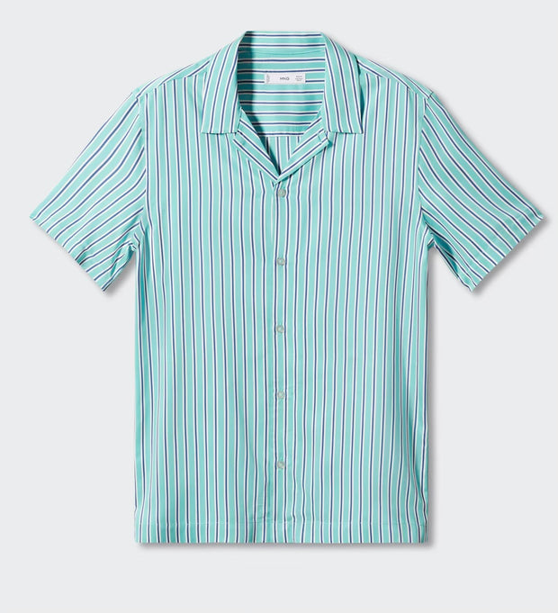 MANGO - Regular-fit striped bowling shirt