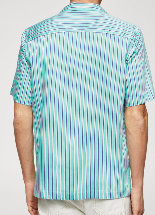 MANGO - Regular-fit striped bowling shirt