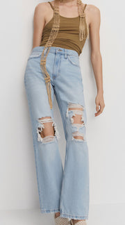 MANGO - Ripped straight jeans