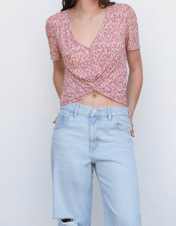 MANGO - Blouse with knot detail