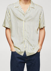 MANGO - Regular-fit striped bowling shirt