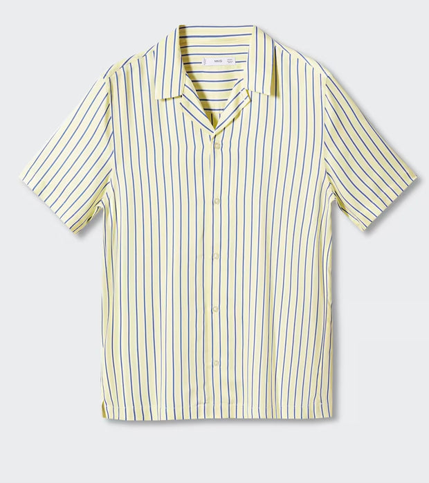 MANGO - Regular-fit striped bowling shirt