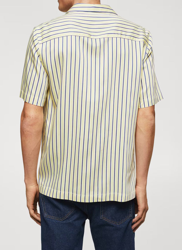 MANGO - Regular-fit striped bowling shirt